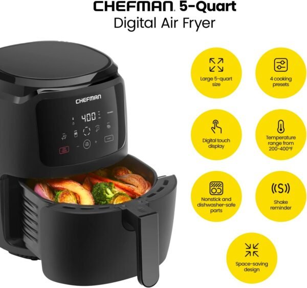 61lmvrqD2cL._AC_SL1500_ Chefman Digital Air Fryer Review Large 5 Qt with One-Touch Controls