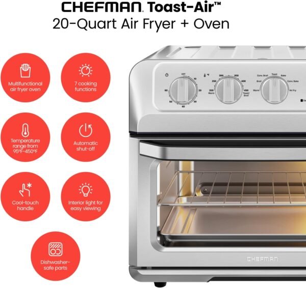 Chefman Air Fryer Toaster Oven XL 20L review multifunctional countertop cooking appliance