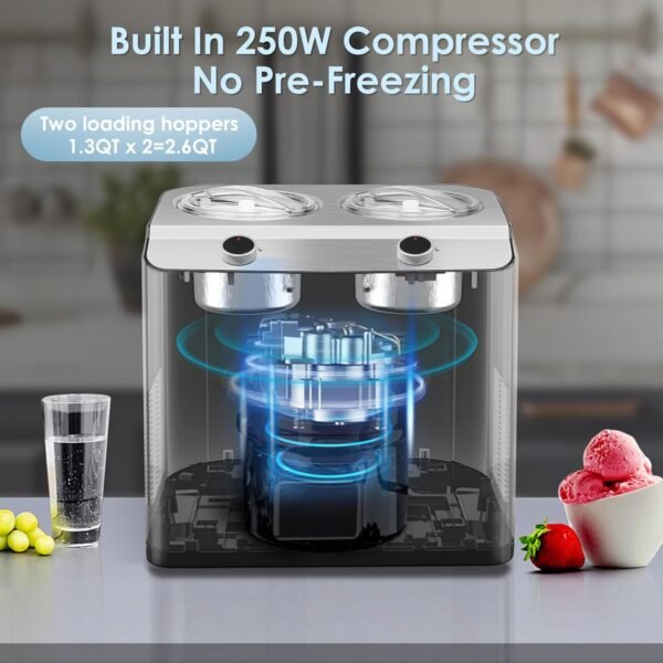 71KAyq56n4L._AC_SL1500_ Homtone 2 Flavor Ice Cream Maker Review Dual-Bowl Compressor Machine with 3 Modes