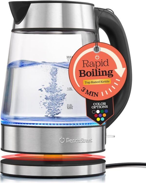 Peach Street Electric Kettle Review Fast-Boil Glass Design for Coffee and Tea