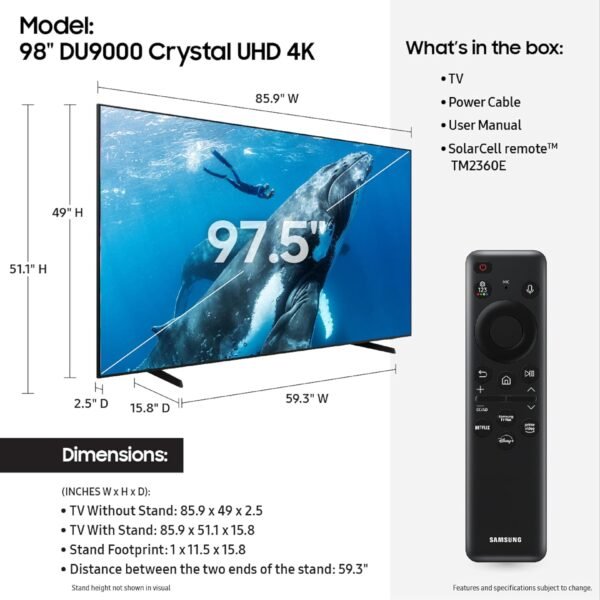 818p1S6DVL._AC_SL1500_ Samsung 98-Inch Class 4K Crystal UHD DU9000 Series Smart TV review